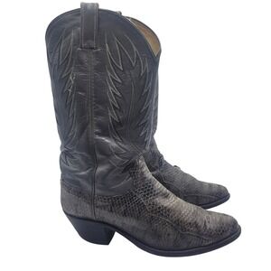 Dan Post Mens Western Cowboy Boots Snake Skin Gray Leather Pointed Toe Sz 9.5 B